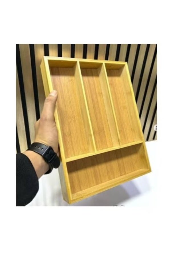 منظم معالق وشوك خشب متعدد الأقسام، تصميم عملي لترتيب أدوات المائدة داخل الأدراج، مناسب للمطبخ والاستخدام اليومي - Image 3